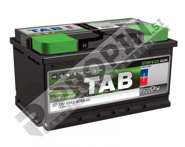 Akumulator TAB ECODRY STOP & GO AGM 80Ah 800A